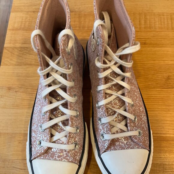 Pink sparkle Converse All-Stars high tops, like new - Picture 1 of 9